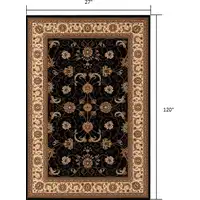 Photo of Black and Tan Floral Vines Runner Rug