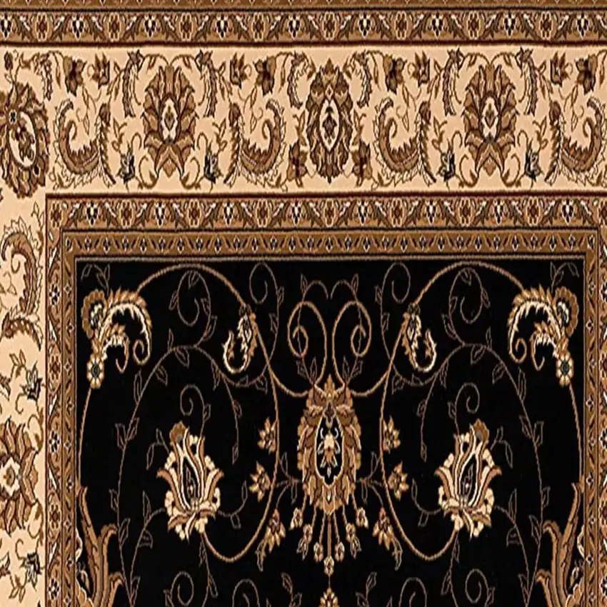 13' Black And Ivory Oriental Runner Rug Photo 5