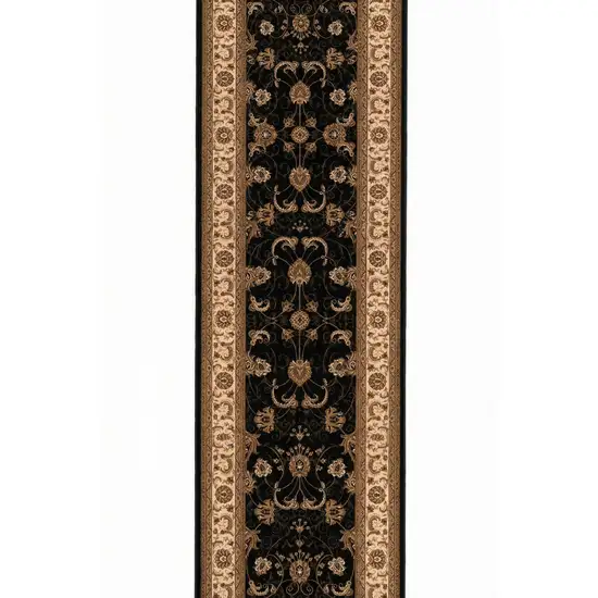 20' Black And Ivory Oriental Runner Rug Photo 7