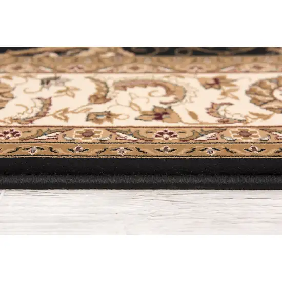 8' Black And Ivory Oriental Runner Rug Photo 5