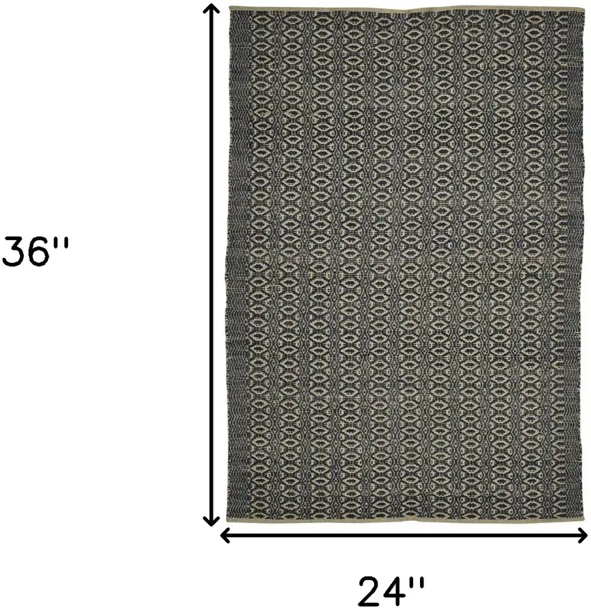 Black and Tan Geometric Flatweave Handmade Area Rug Photo 8