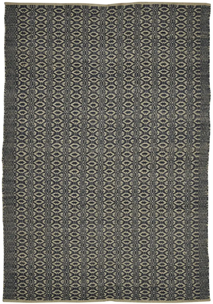 Black and Tan Geometric Flatweave Handmade Area Rug Photo 1