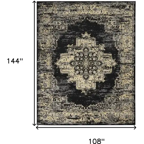 Black and Tan Medallion Distressed Non Skid Area Rug Photo 3