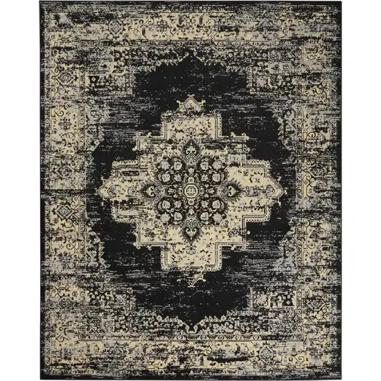 Black and Tan Medallion Distressed Non Skid Area Rug Photo 6