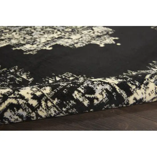 Black and Tan Medallion Distressed Non Skid Area Rug Photo 7