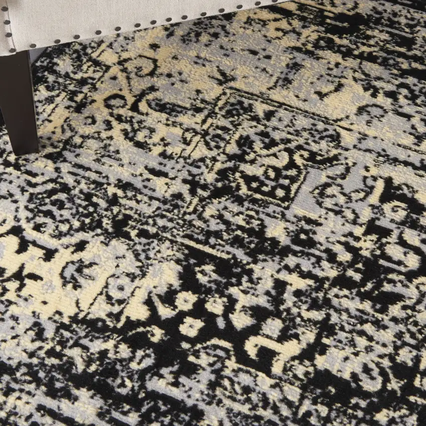 Black and Tan Medallion Distressed Non Skid Area Rug Photo 9