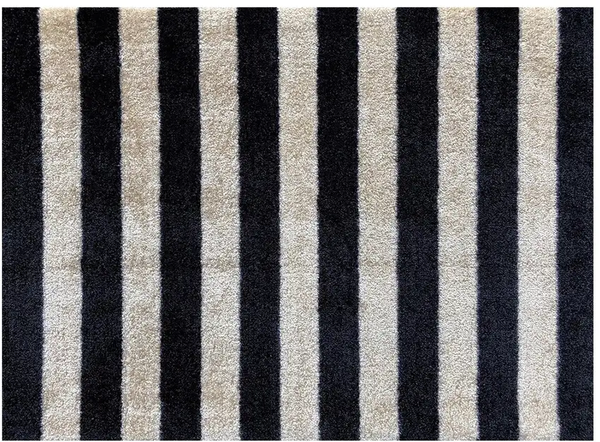 Black and Tan Wide Stripe Washable Floor Mat Photo 1