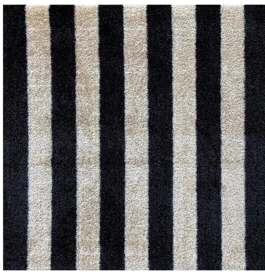 Black and Tan Wide Stripe Washable Floor Mat Photo 4