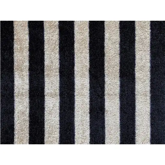 Black and Tan Wide Stripe Washable Floor Mat Photo 2