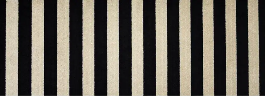 Black and Tan Wide Stripe Washable Runner Rug Photo 2