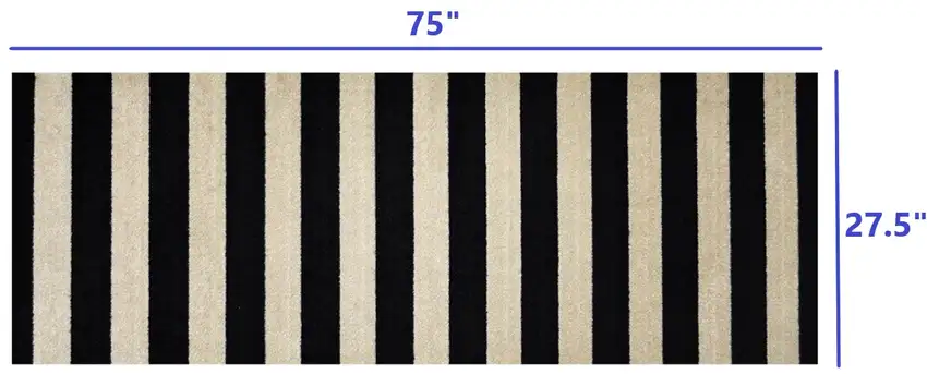 2' x 6' Black and Tan Wide Stripe Washable Runner Rug Photo 6