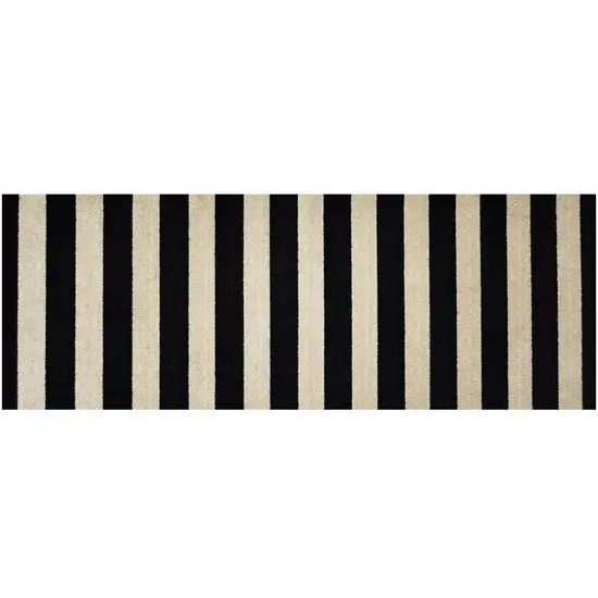 2' X 6' Black and Tan Wide Stripe Washable Runner Rug Photo 2