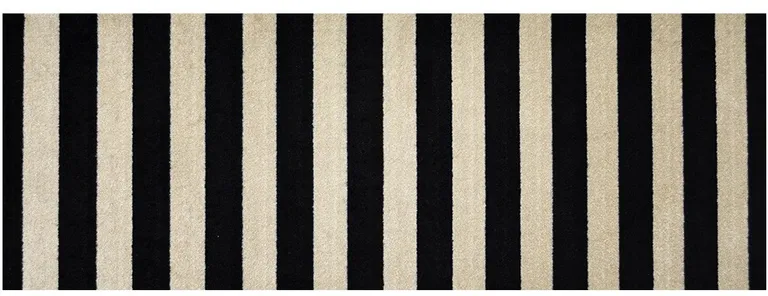 Black and Tan Wide Stripe Washable Runner Rug Photo 2