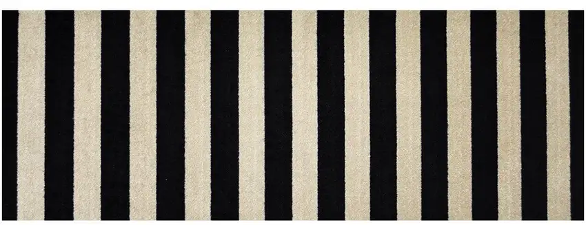 2' X 6' Black and Tan Wide Stripe Washable Runner Rug Photo 2