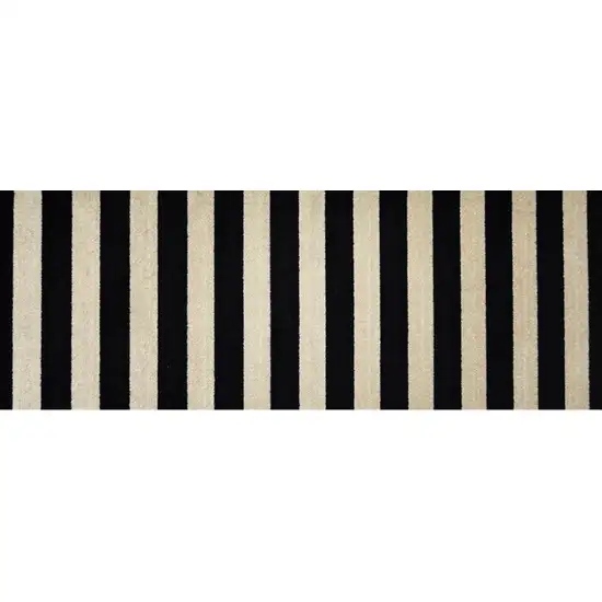 2' X 6' Black and Tan Wide Stripe Washable Runner Rug Photo 5