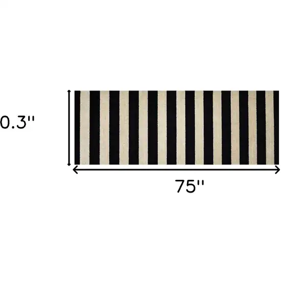 2' X 6' Black and Tan Wide Stripe Washable Runner Rug Photo 3