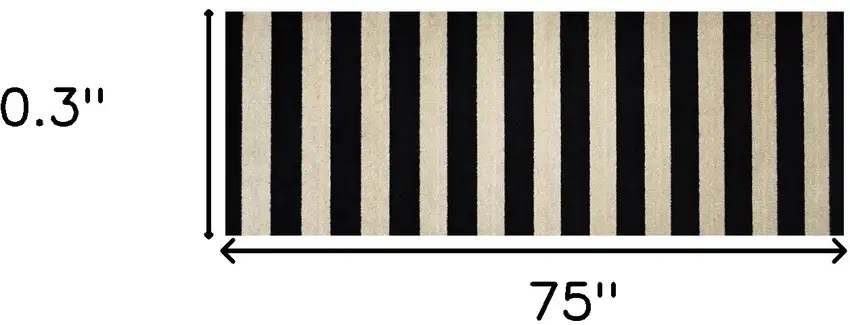 2' X 6' Black and Tan Wide Stripe Washable Runner Rug Photo 3