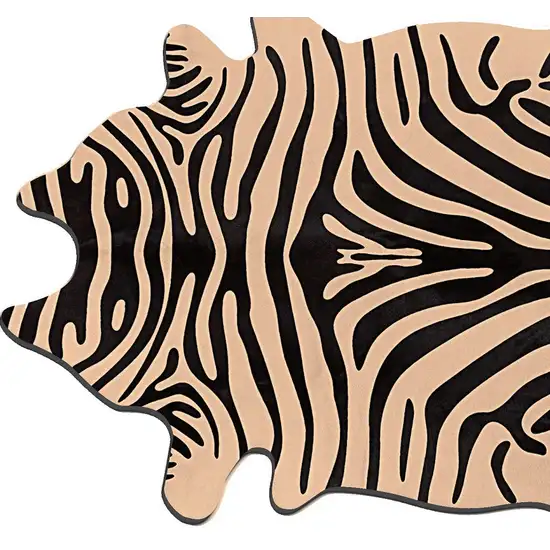 Black and Tan Zebra Print Genuine Cowhide Handmade Area Rug Photo 4