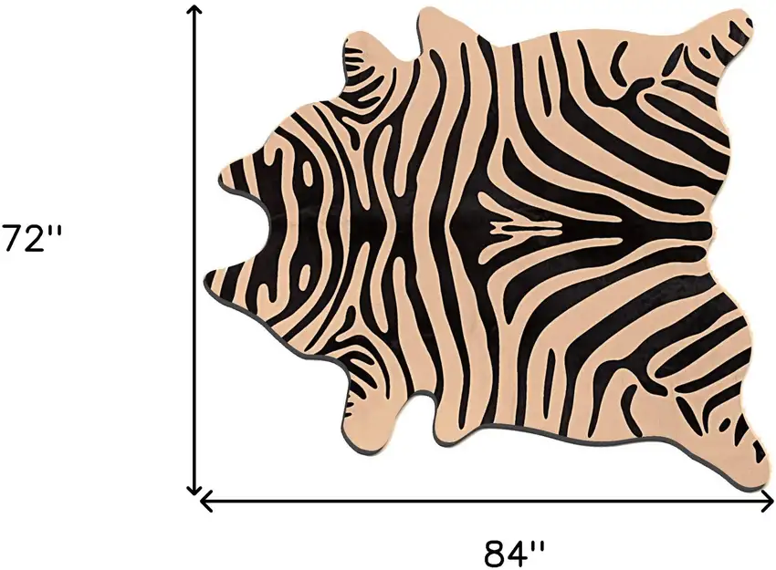 Black and Tan Zebra Print Genuine Cowhide Handmade Area Rug Photo 5