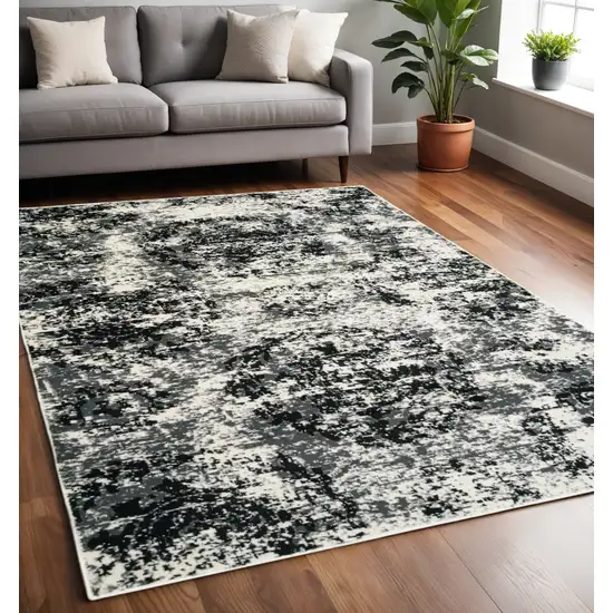 Black and White Abstract Area Rug Photo 1