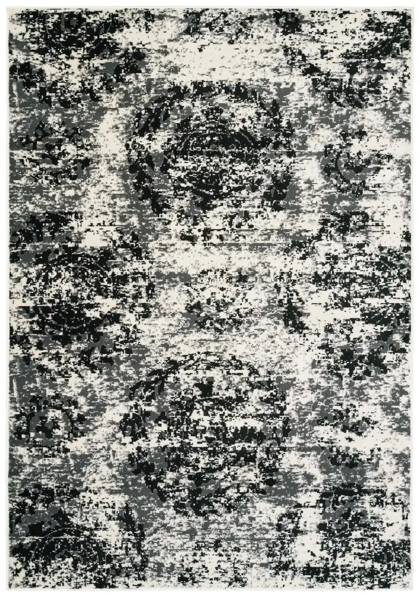 Black and White Abstract Area Rug Photo 2