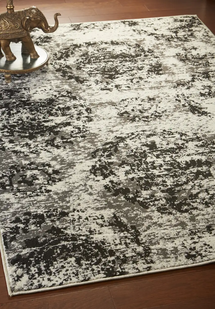 Black and White Abstract Area Rug Photo 8