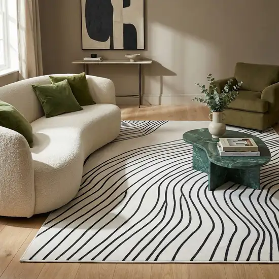 Black and White Abstract Area Rug Photo 7