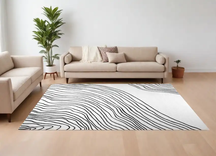 Black and White Abstract Area Rug Photo 3