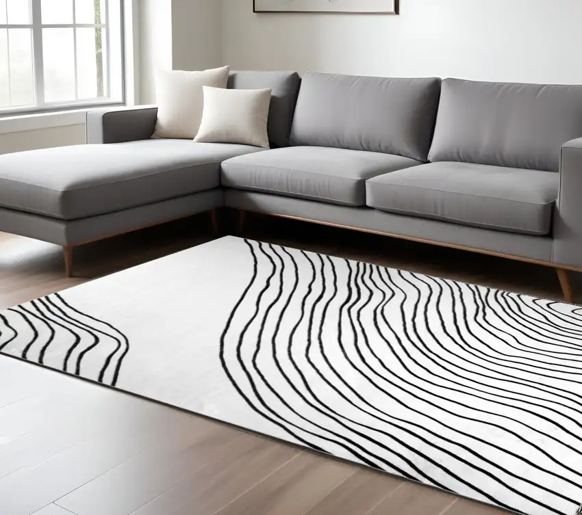 Black and White Abstract Area Rug Photo 1