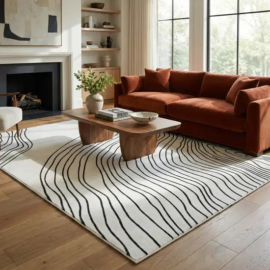 Black and White Abstract Distressed Area Rug Photo 5