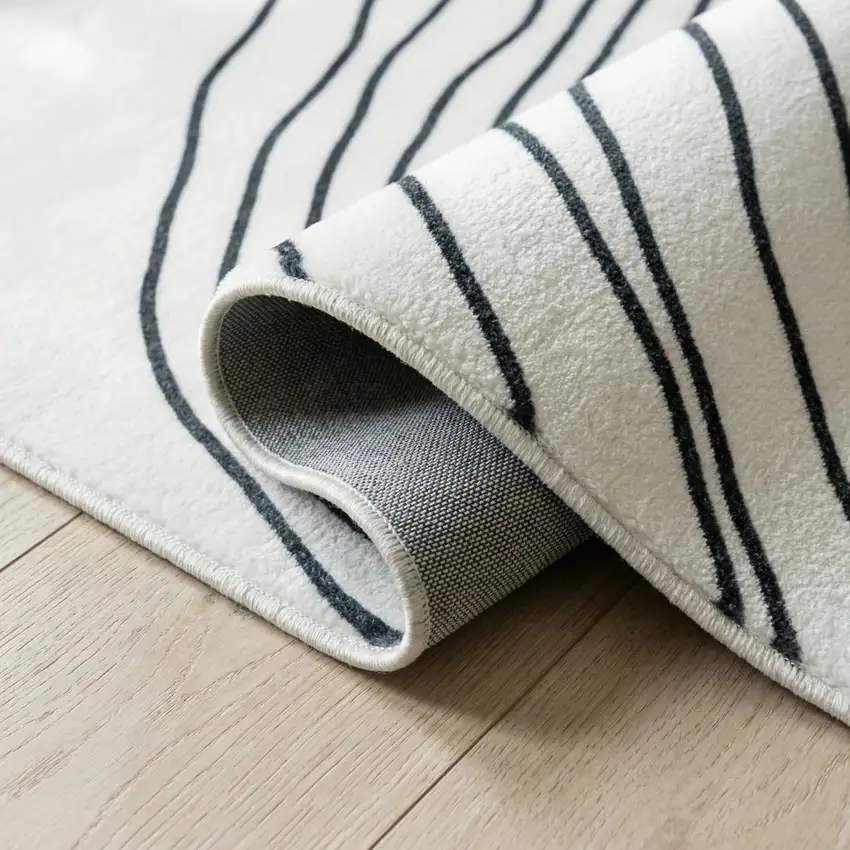 Black and White Abstract Distressed Area Rug Photo 9