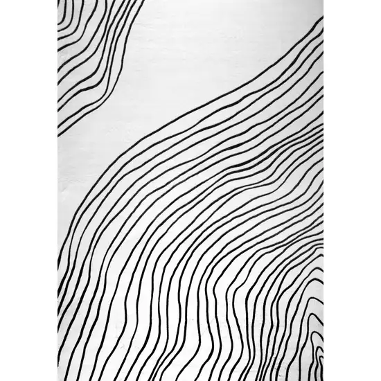 Black and White Abstract Distressed Area Rug Photo 4