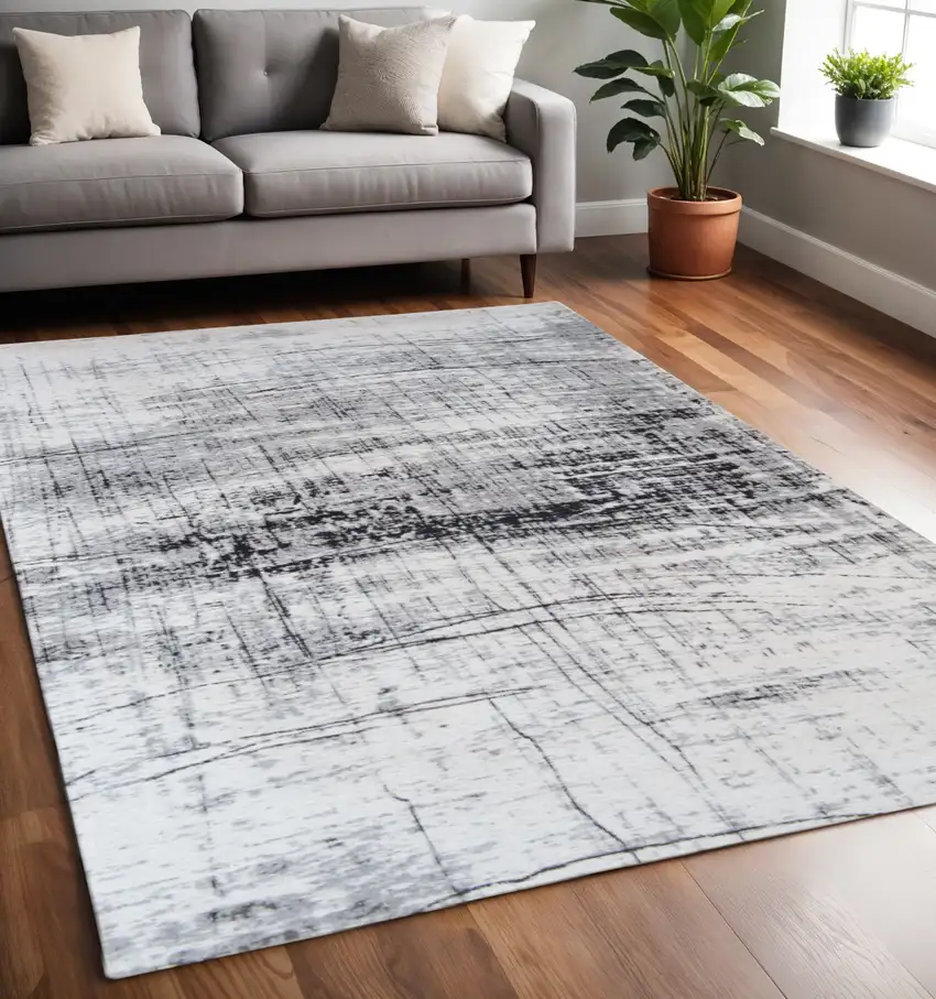 Black and White Abstract Non Skid Area Rug Photo 1