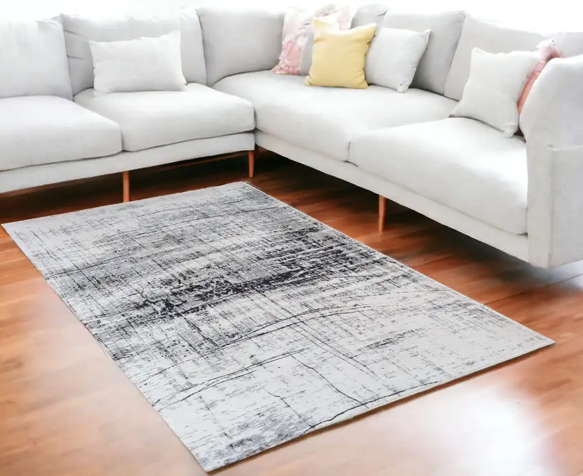 Black and White Abstract Non Skid Area Rug Photo 1
