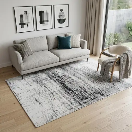 Black and White Abstract Non Skid Area Rug Photo 1