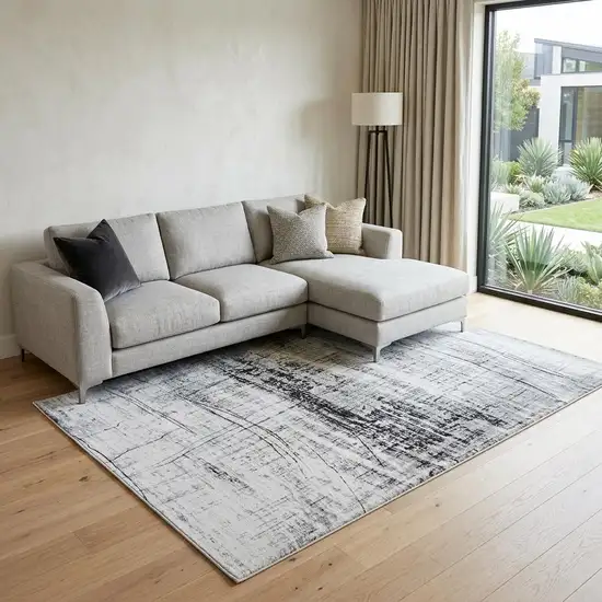 Black and White Abstract Non Skid Area Rug Photo 1