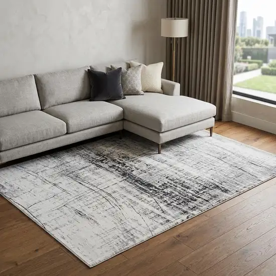 Black and White Abstract Non Skid Area Rug Photo 1