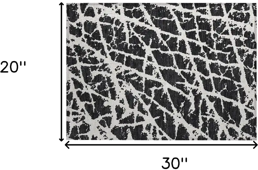 Black and White Abstract Washable Non Skid Indoor Outdoor Area Rug Photo 3