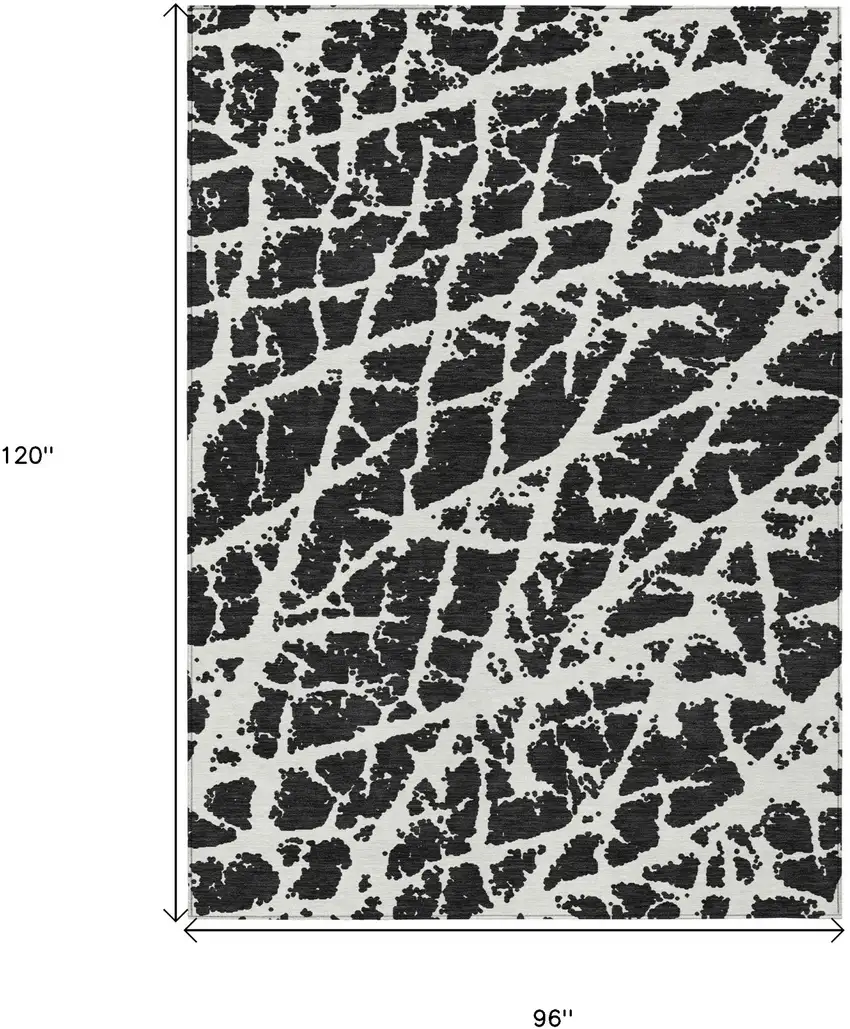 Black and White Abstract Washable Non Skid Indoor Outdoor Area Rug Photo 3