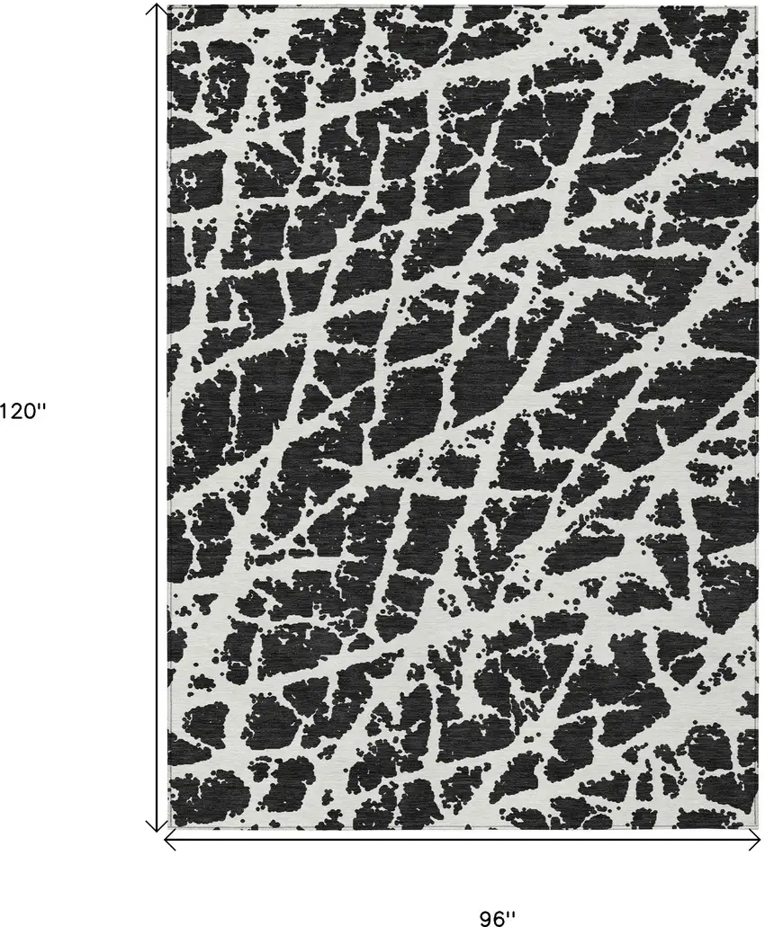 Black and White Abstract Washable Non Skid Indoor Outdoor Area Rug Photo 3