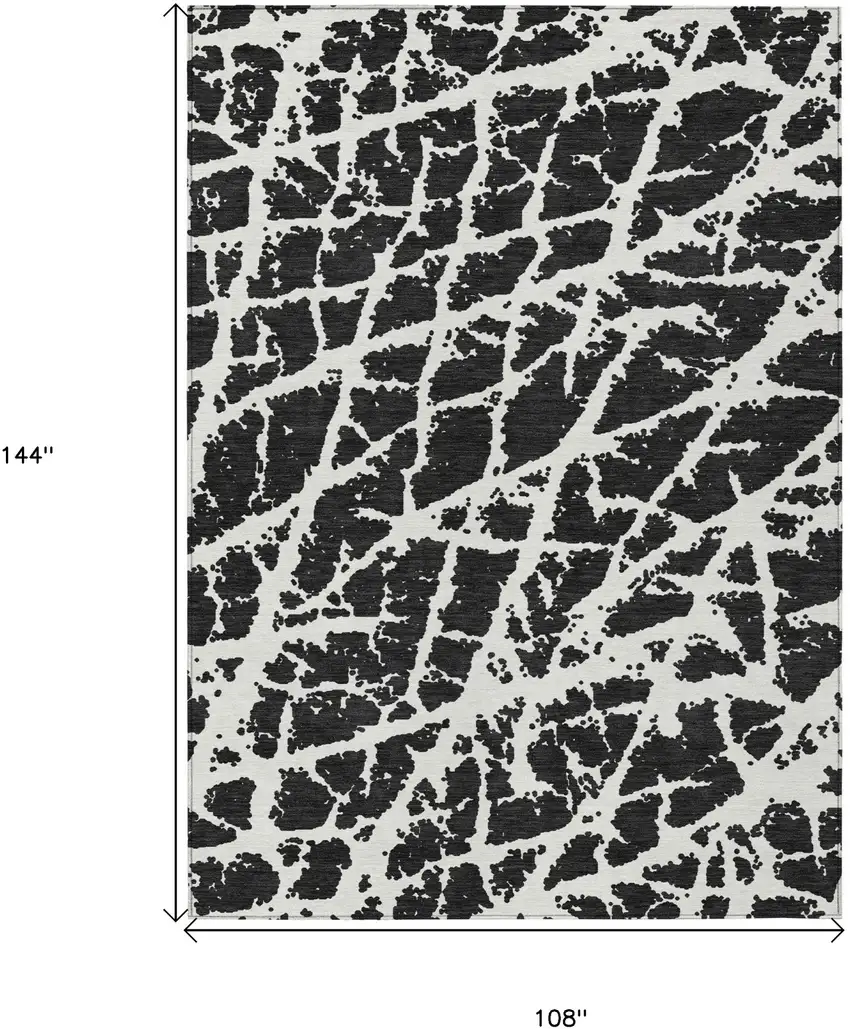Black and White Abstract Washable Non Skid Indoor Outdoor Area Rug Photo 3
