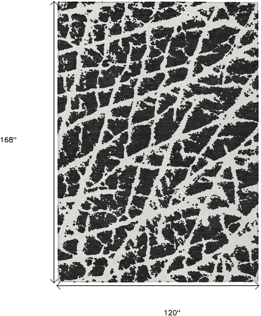 Black and White Abstract Washable Non Skid Indoor Outdoor Area Rug Photo 3
