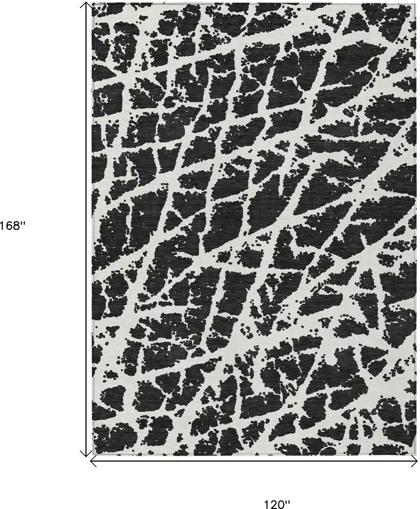 Black and White Abstract Washable Non Skid Indoor Outdoor Area Rug Photo 3