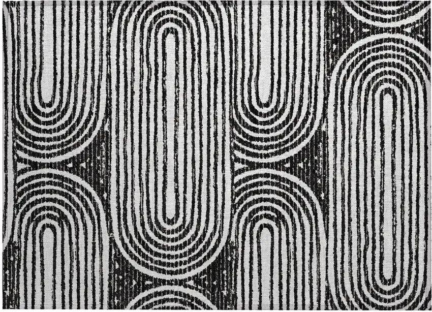 Black and White Abstract Washable Non Skid Indoor Outdoor Area Rug Photo 2