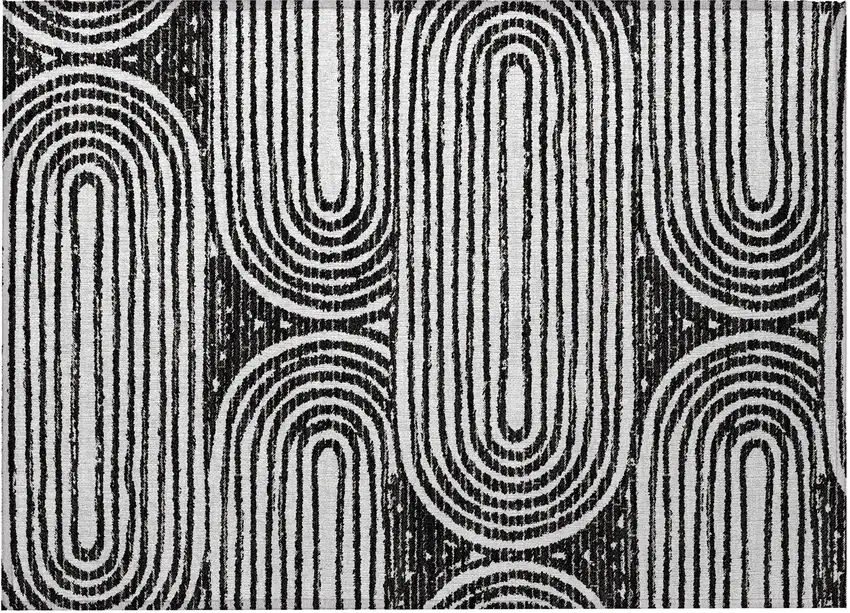 Black and White Abstract Washable Non Skid Indoor Outdoor Area Rug Photo 5