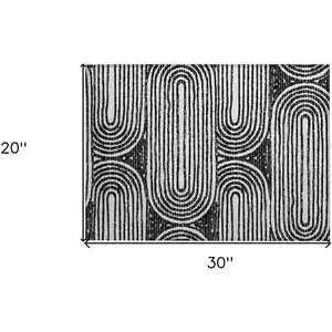 Photo of Black and White Abstract Washable Non Skid Indoor Outdoor Area Rug