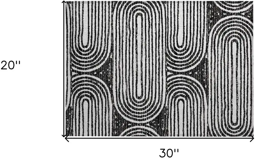 Black and White Abstract Washable Non Skid Indoor Outdoor Area Rug Photo 3
