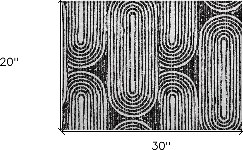 Black and White Abstract Washable Non Skid Indoor Outdoor Area Rug Photo 3