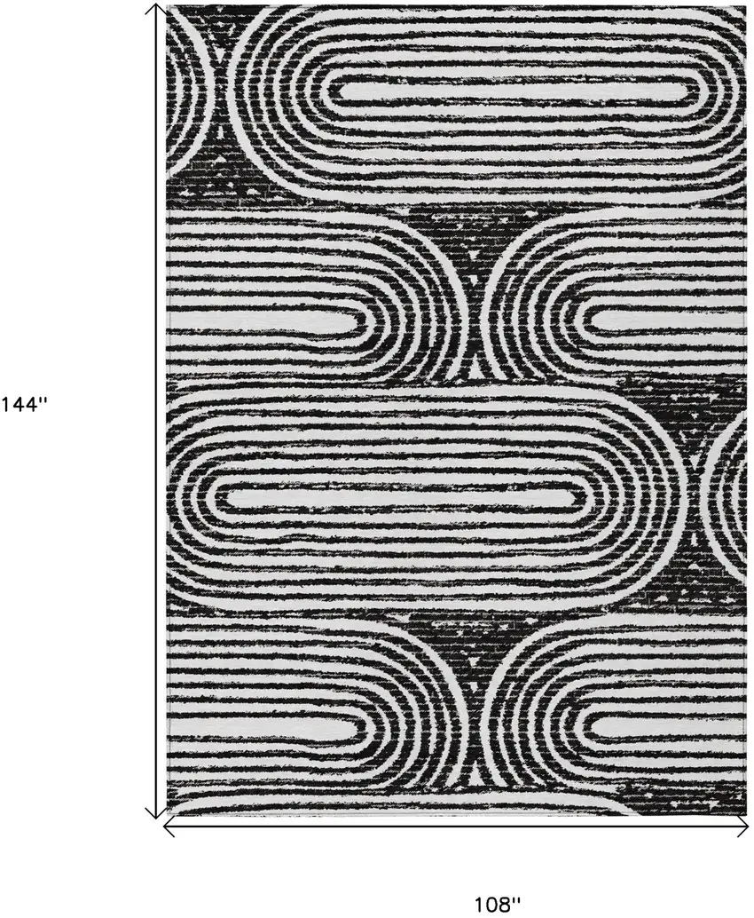 Black and White Abstract Washable Non Skid Indoor Outdoor Area Rug Photo 3