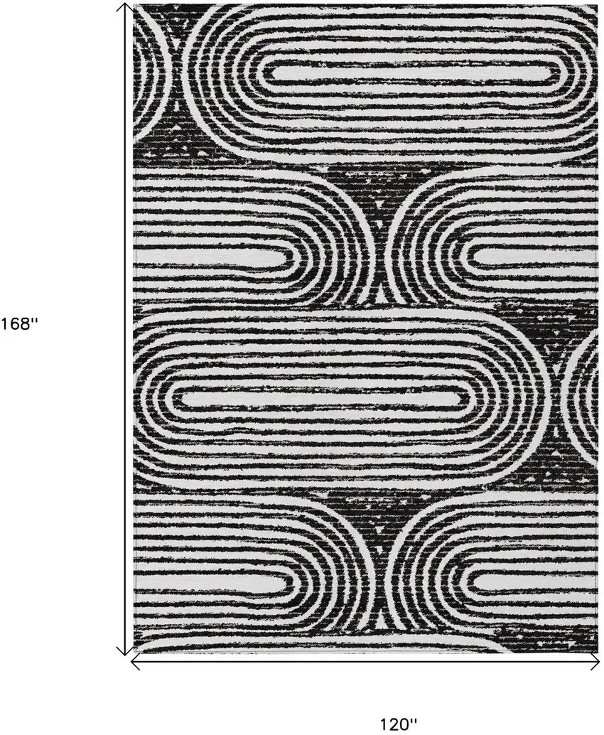 Black and White Abstract Washable Non Skid Indoor Outdoor Area Rug Photo 3